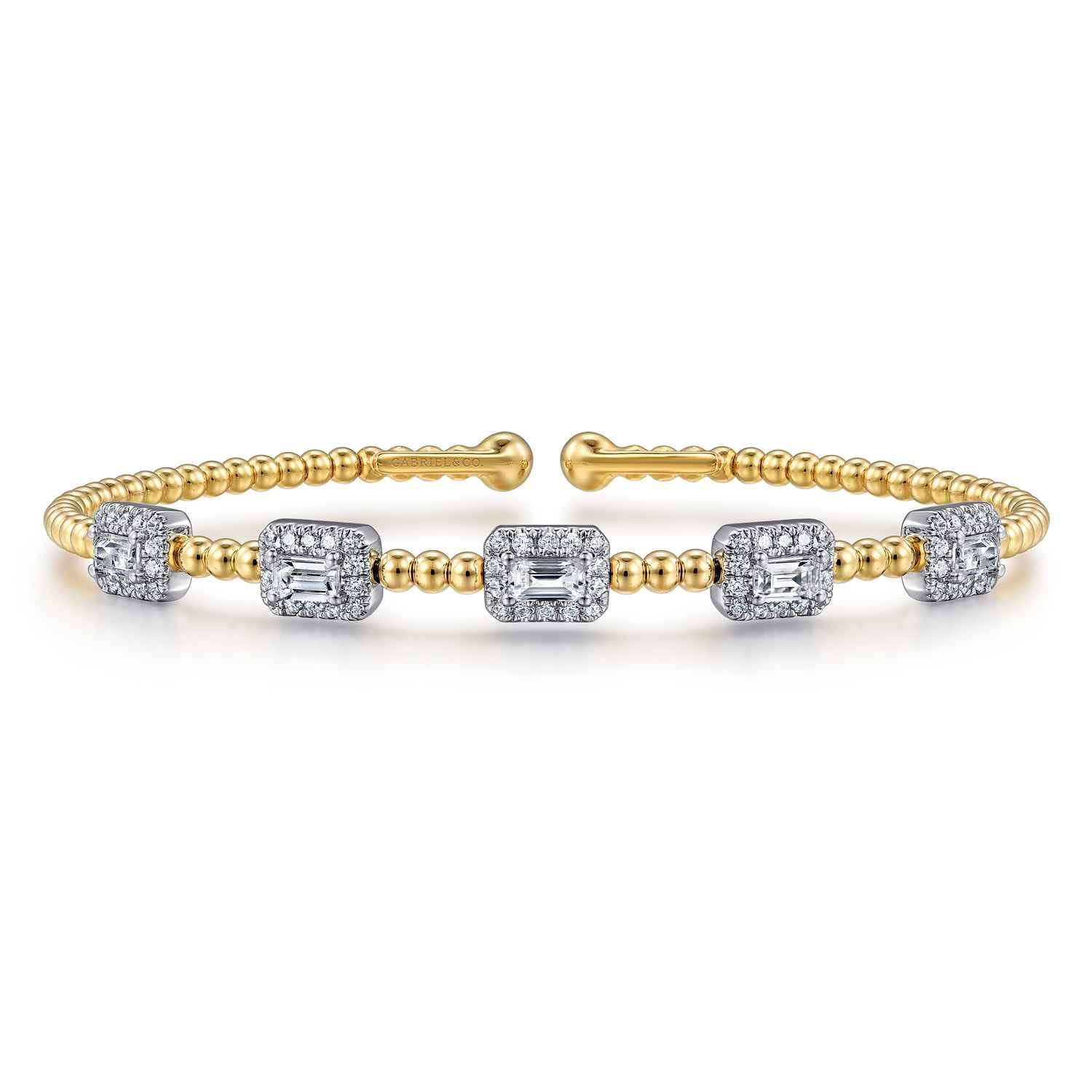 14K White-Yellow Gold Bujukan Diamond Bangle - 1 ct - Shot 1
