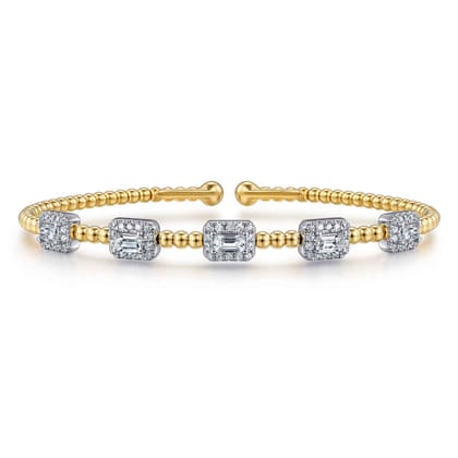14K White-Yellow Gold Bujukan Diamond Bangle