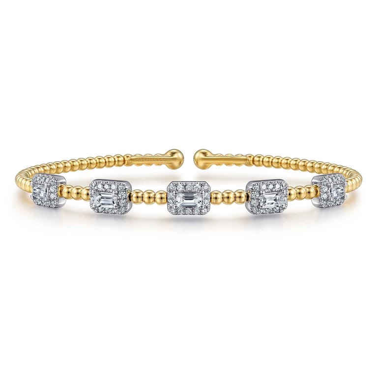 14K White-Yellow Gold Bujukan Diamond Bangle - 1 ct - Shot 1