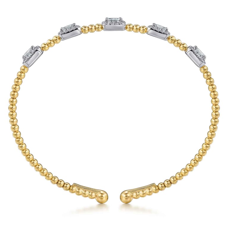 14K White-Yellow Gold Bujukan Diamond Bangle - 1 ct - Shot 3