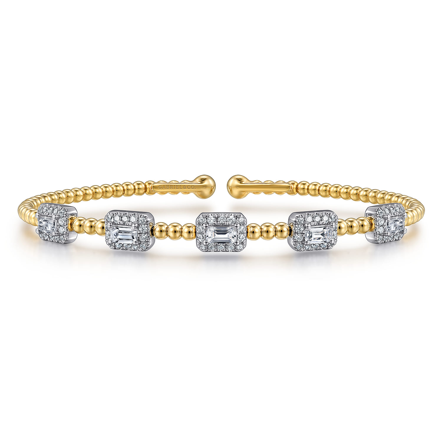 14K White-Yellow Gold Bujukan Diamond Bangle - 1 ct - Shot 1