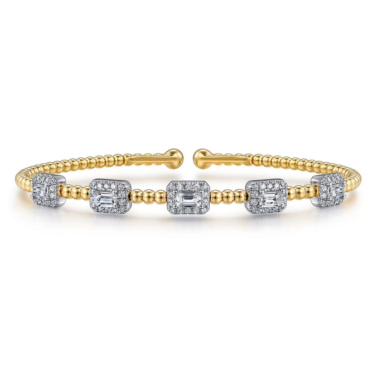 14K White-Yellow Gold Bujukan Diamond Bangle - 1 ct - Shot 1