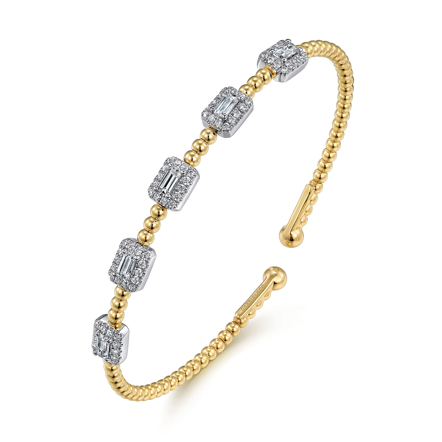 14K White-Yellow Gold Bujukan Diamond Bangle - 1 ct - Shot 2