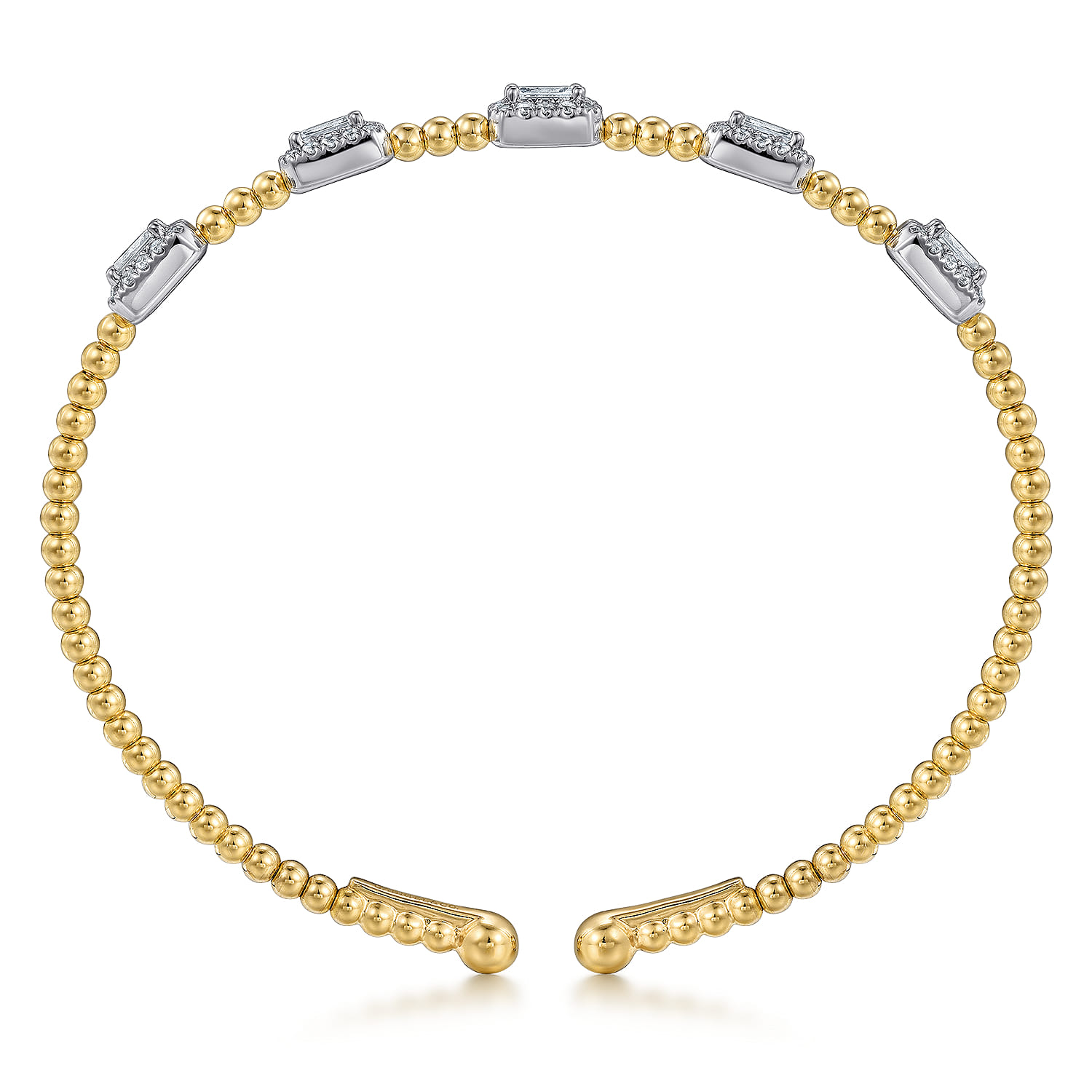 14K White-Yellow Gold Bujukan Diamond Bangle - 1 ct - Shot 3