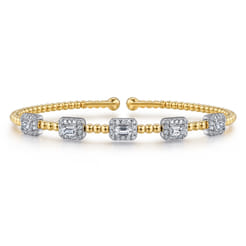 14K White-Yellow Gold Bujukan Diamond Bangle