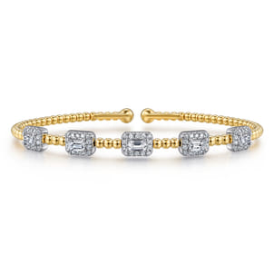 14K White-Yellow Gold Bujukan Diamond Bangle