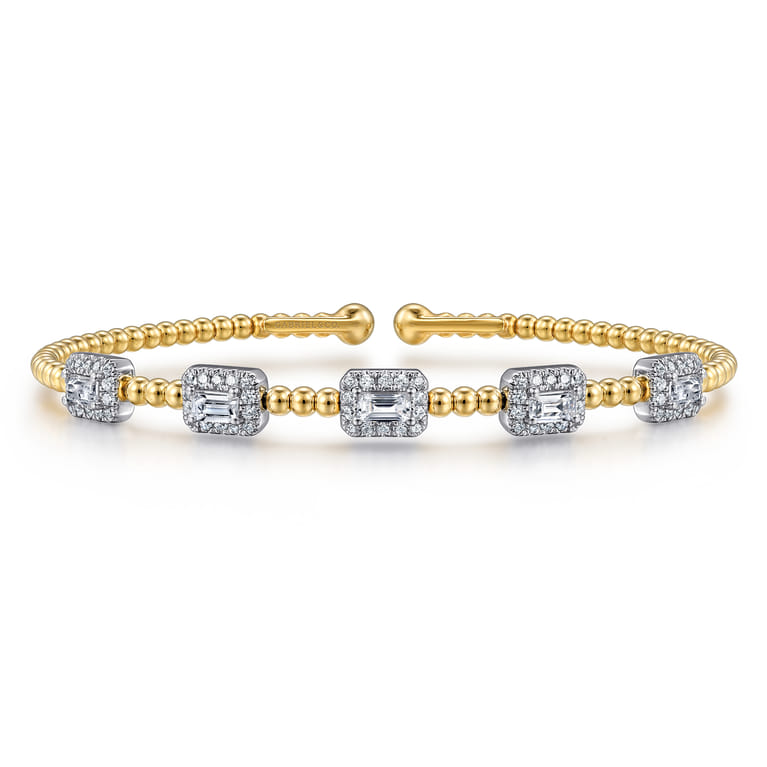 14K White-Yellow Gold Bujukan Diamond Bangle - 1 ct - Shot 1