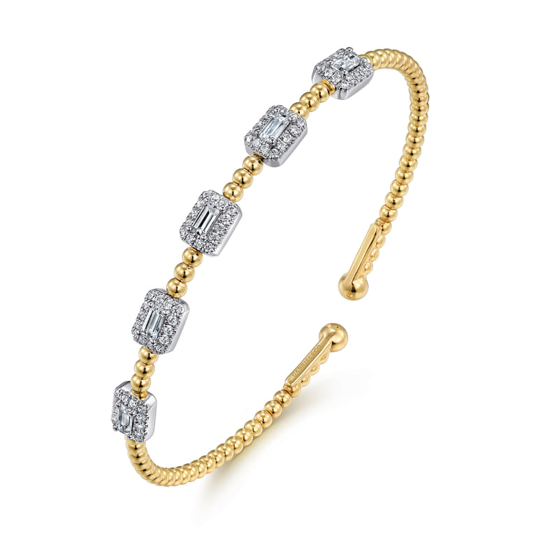 14K White-Yellow Gold Bujukan Diamond Bangle - 1 ct - Shot 2