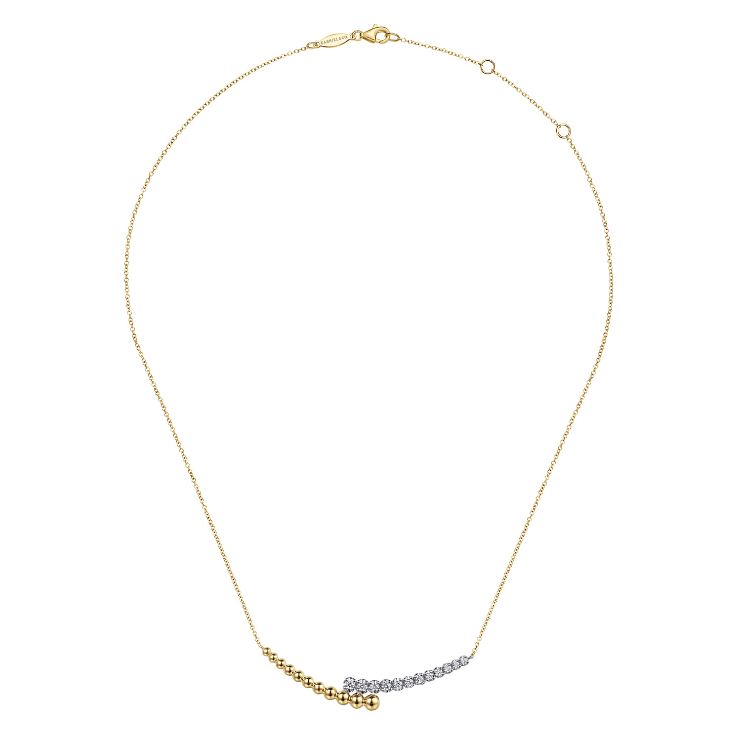 14K White  Yellow Gold Bujukan Diamond Bar Necklace - 0.5 ct - Shot 2
