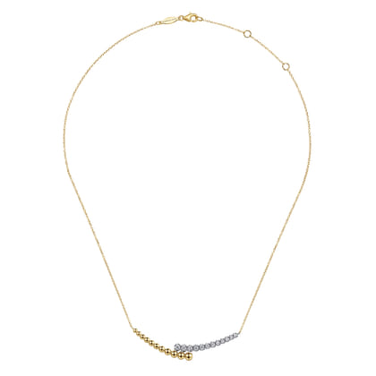 14K White  Yellow Gold Bujukan Diamond Bar Necklace