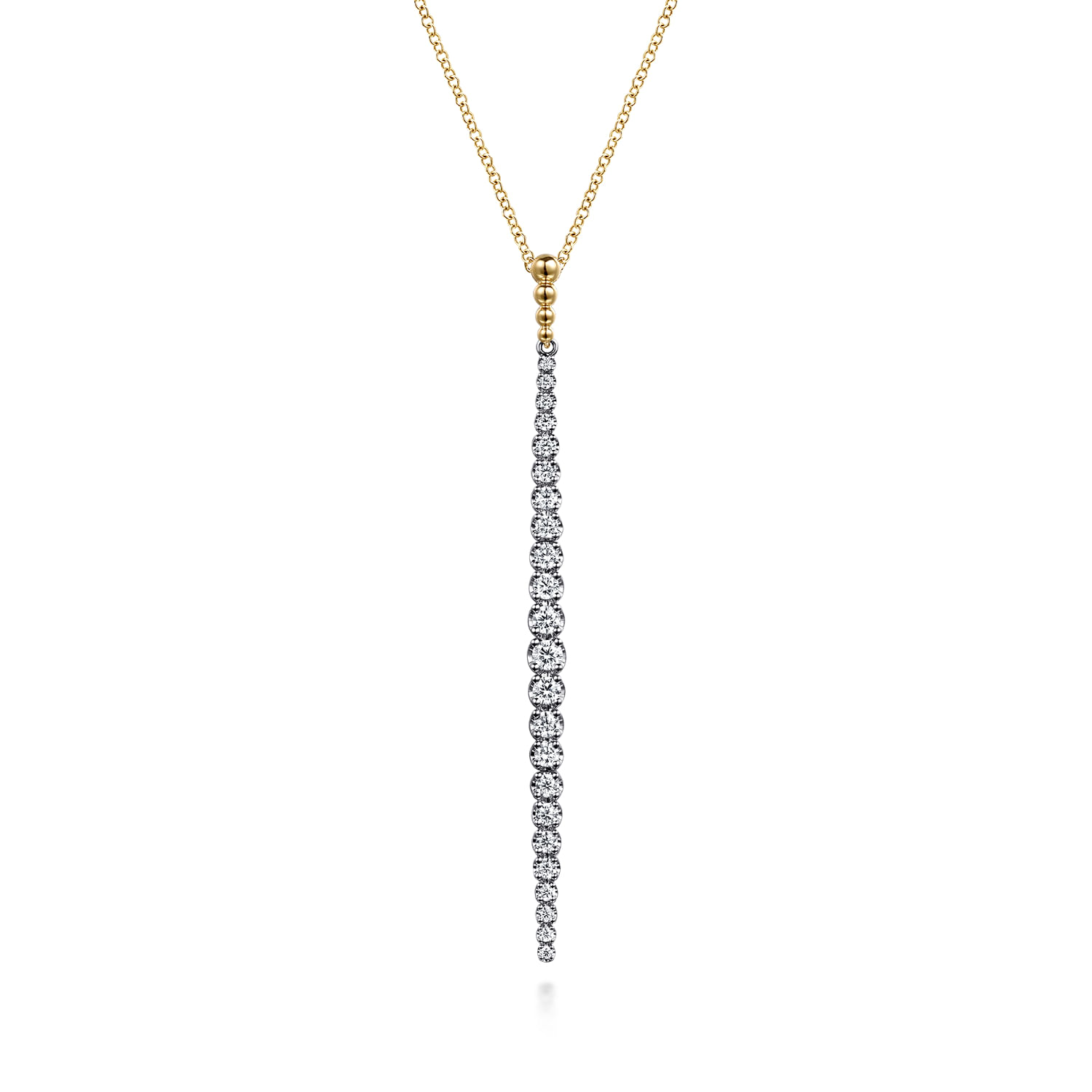 14K White Yellow Gold Bujukan Diamond Bar Pendant Necklace