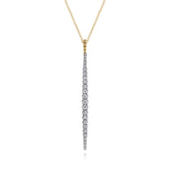 14K White Yellow Gold Bujukan Diamond Bar Pendant Necklace