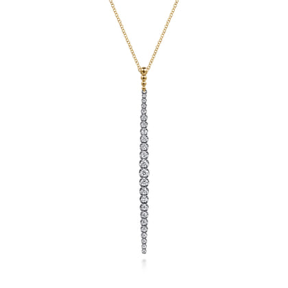 14K White Yellow Gold Bujukan Diamond Bar Pendant Necklace