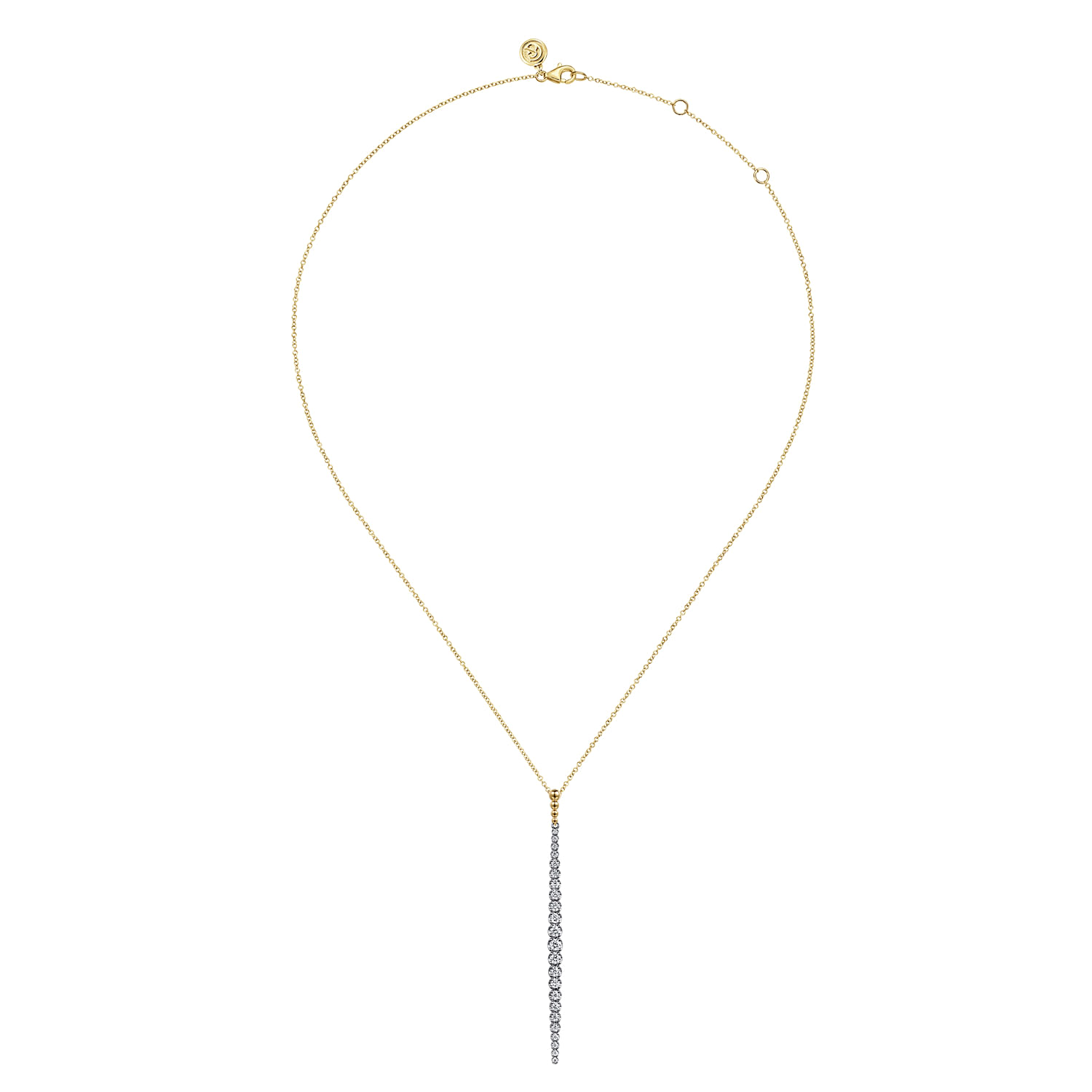 14K White Yellow Gold Bujukan Diamond Bar Pendant Necklace