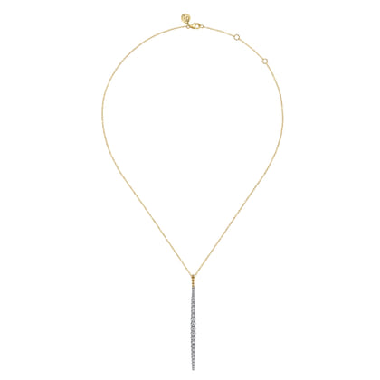 14K White Yellow Gold Bujukan Diamond Bar Pendant Necklace