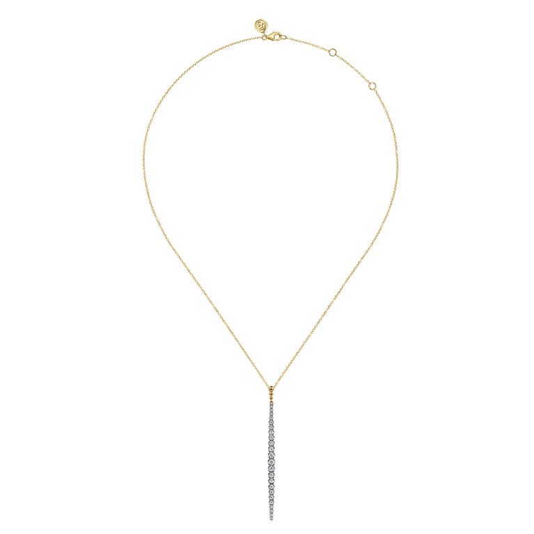 14K White Yellow Gold Bujukan Diamond Bar Pendant Necklace - 0.75 ct - Shot 2
