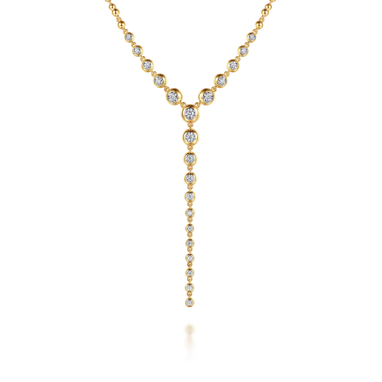 14K White Yellow Gold Bujukan Diamond Bezel Y Necklace - 0.5 ct - Shot 1