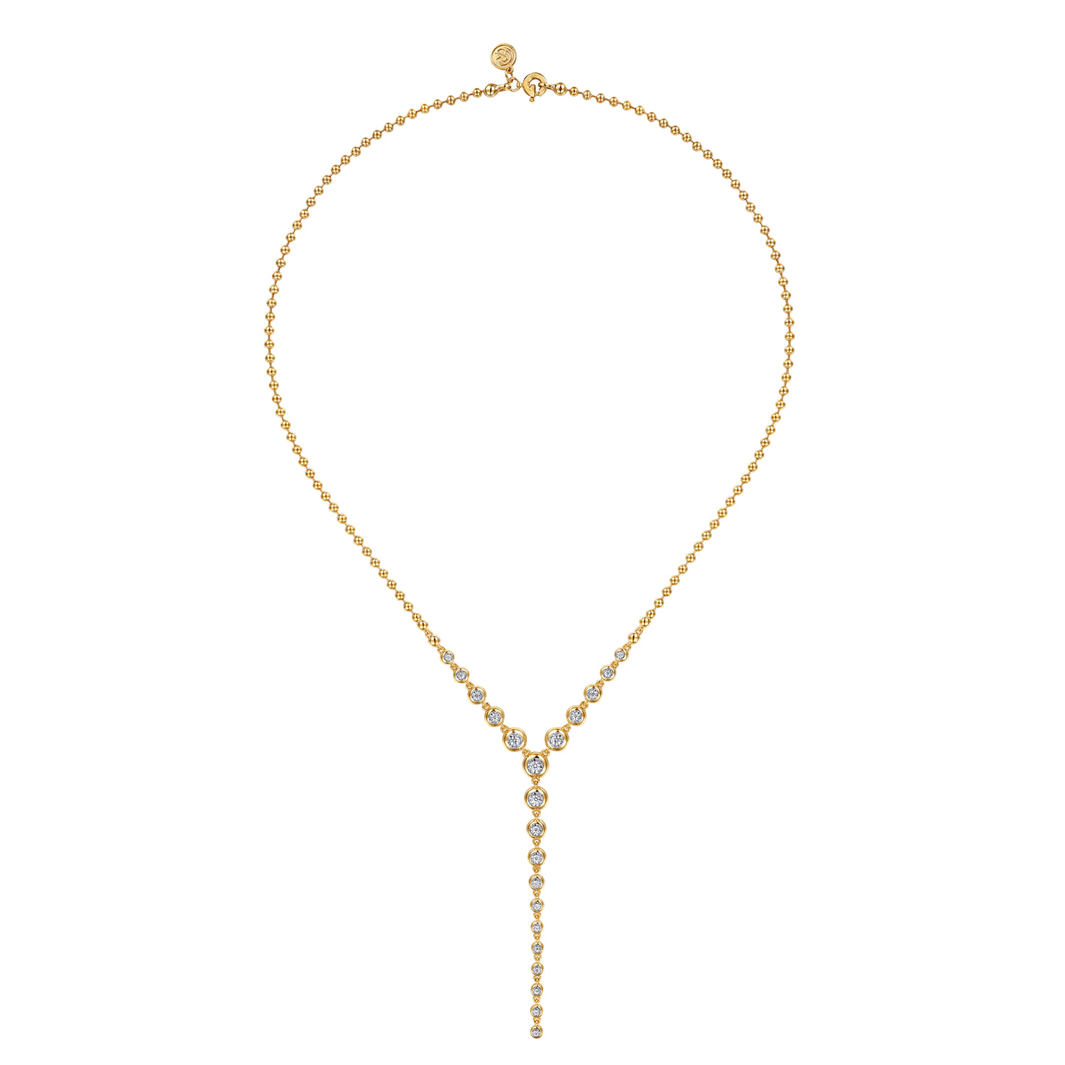 14K White Yellow Gold Bujukan Diamond Bezel Y Necklace - 0.5 ct - Shot 2