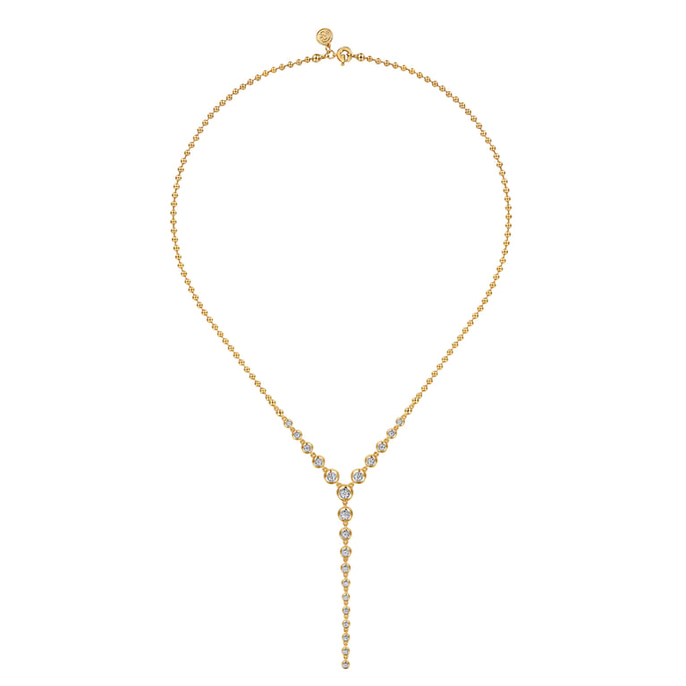 14K White Yellow Gold Bujukan Diamond Bezel Y Necklace - 0.5 ct - Shot 2