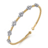 14K White-Yellow Gold Bujukan Diamond Clover Bangle - 0.7 ct