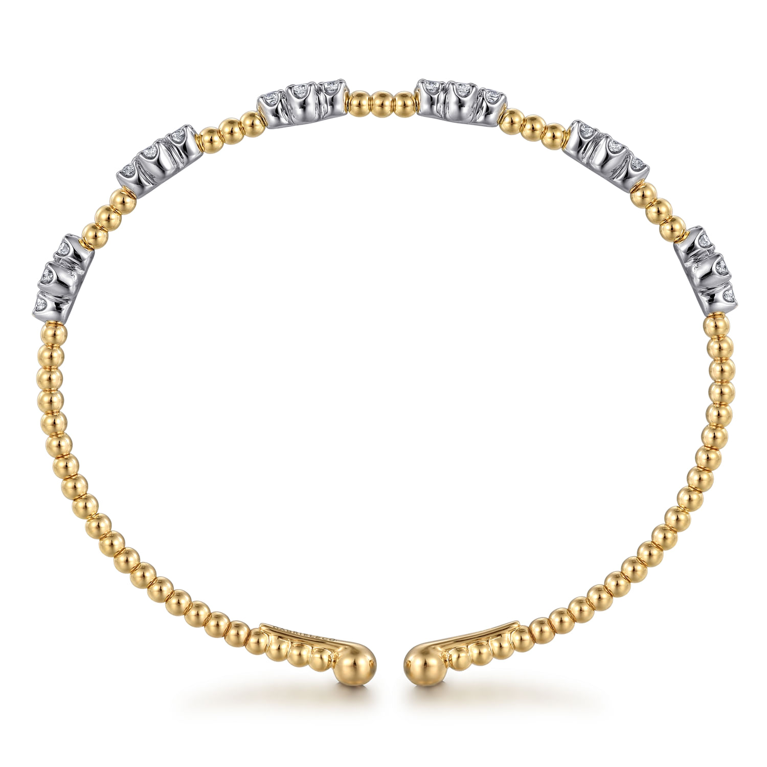 14K White-Yellow Gold Bujukan Diamond Clover Bangle