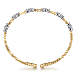 14K White-Yellow Gold Bujukan Diamond Clover Bangle