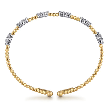 14K White-Yellow Gold Bujukan Diamond Clover Bangle