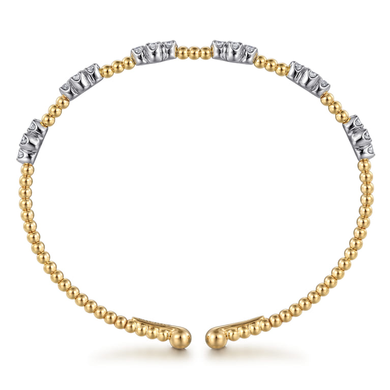 14K White-Yellow Gold Bujukan Diamond Clover Bangle - 0.7 ct - Shot 3