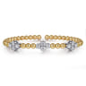 14K White  Yellow Gold Bujukan Diamond Clover Split Bangle Bracelet - 1.05 ct
