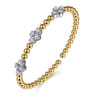 14K White  Yellow Gold Bujukan Diamond Clover Split Bangle Bracelet - 1.05 ct