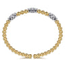 14K White  Yellow Gold Bujukan Diamond Clover Split Bangle Bracelet - 1.05 ct