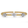14K White  Yellow Gold Bujukan Diamond Clover Split Bangle Bracelet - 1.05 ct