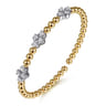 14K White  Yellow Gold Bujukan Diamond Clover Split Bangle Bracelet - 1.05 ct