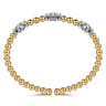 14K White  Yellow Gold Bujukan Diamond Clover Split Bangle Bracelet - 1.05 ct