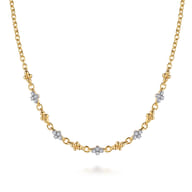 14K White Yellow Gold Bujukan Diamond Clover Tennis Necklace