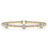 14K White-Yellow Gold Bujukan Diamond Cluster Stations Bangle - 0.51 ct
