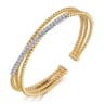 14K White-Yellow Gold Bujukan Diamond Criss Cross Bangle - 0.35 ct