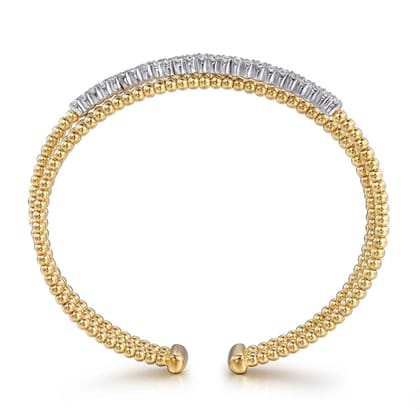 14K White-Yellow Gold Bujukan Diamond Criss Cross Bangle