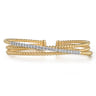 14K White-Yellow Gold Bujukan Diamond Criss Cross Bangle - 0.35 ct