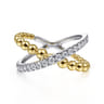 14K White Yellow Gold Bujukan Diamond Criss Cross Ring - 0.4 ct