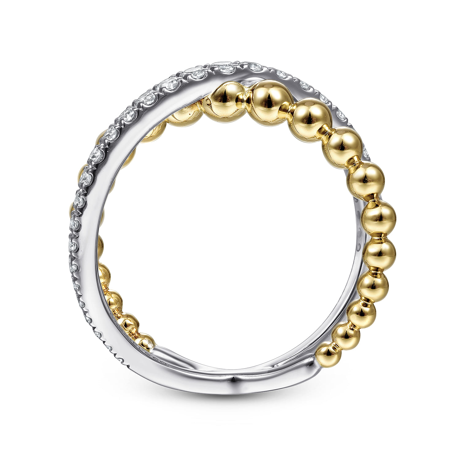 14K White Yellow Gold Bujukan Diamond Criss Cross Ring - 0.4 ct - Shot 2