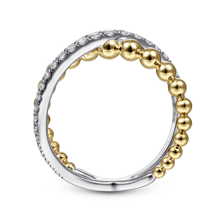 14K White Yellow Gold Bujukan Diamond Criss Cross Ring - 0.4 ct - Shot 2