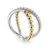 14K White Yellow Gold Bujukan Diamond Criss Cross Ring - 0.4 ct