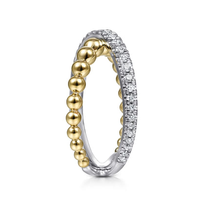 14K White Yellow Gold Bujukan Diamond Criss Cross Ring