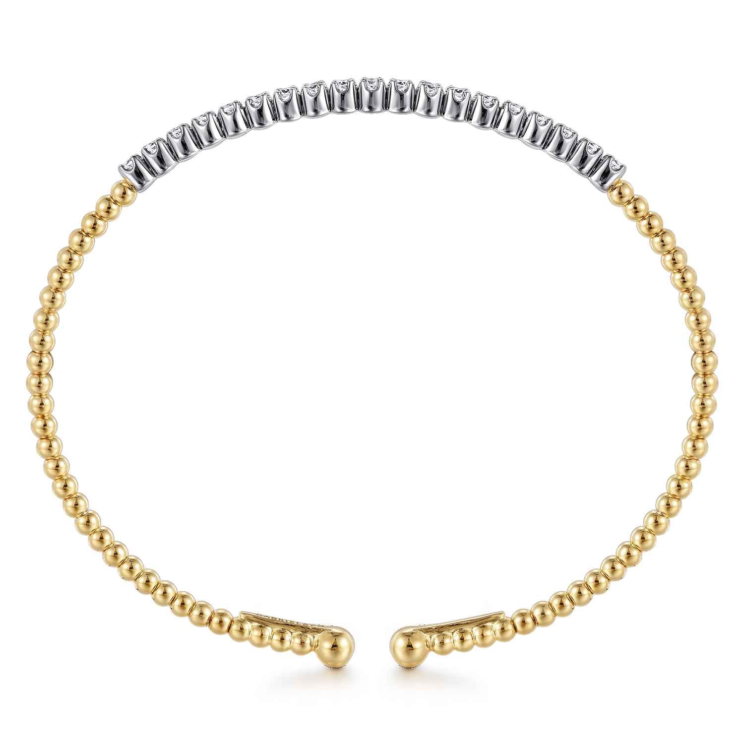 14K White-Yellow Gold Bujukan Diamond Cuff Bracelet - 0.35 ct - Shot 3