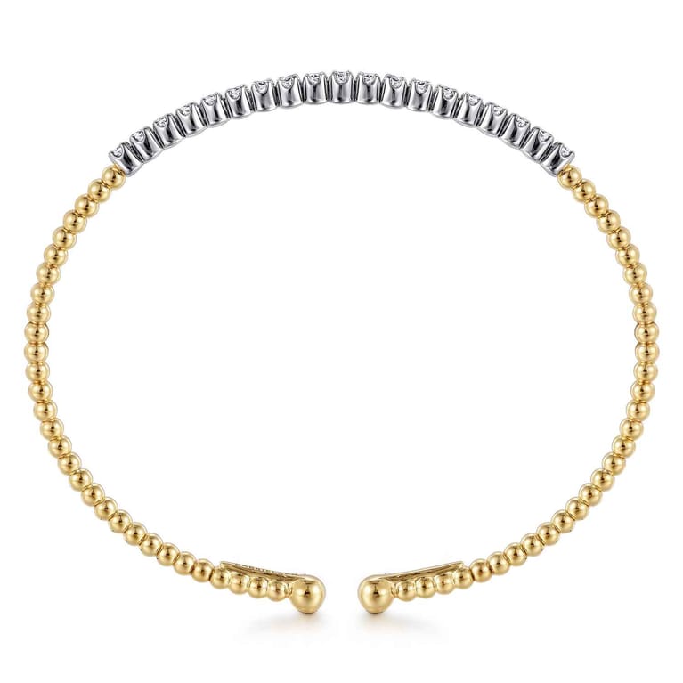 14K White-Yellow Gold Bujukan Diamond Cuff Bracelet - 0.35 ct - Shot 3