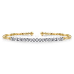 14K White-Yellow Gold Bujukan Diamond Cuff Bracelet