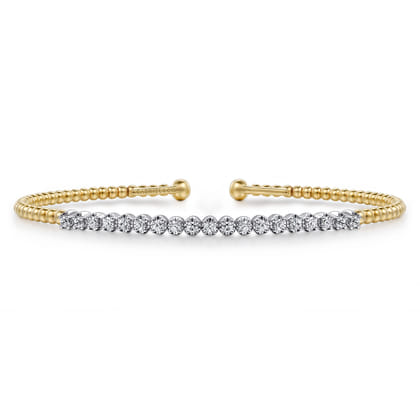 14K White-Yellow Gold Bujukan Diamond Cuff Bracelet