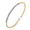14K White-Yellow Gold Bujukan Diamond Cuff Bracelet - 0.35 ct