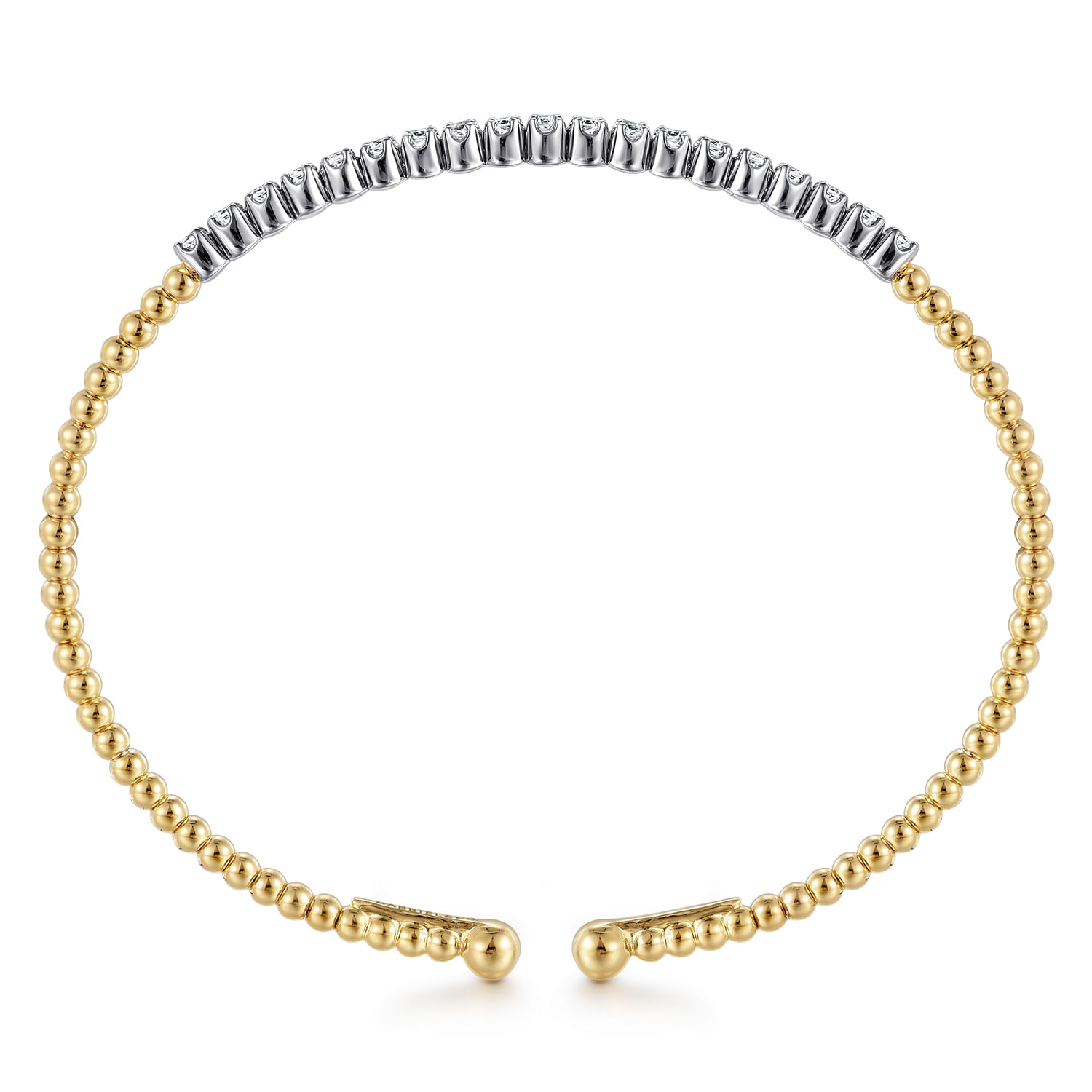 14K White-Yellow Gold Bujukan Diamond Cuff Bracelet